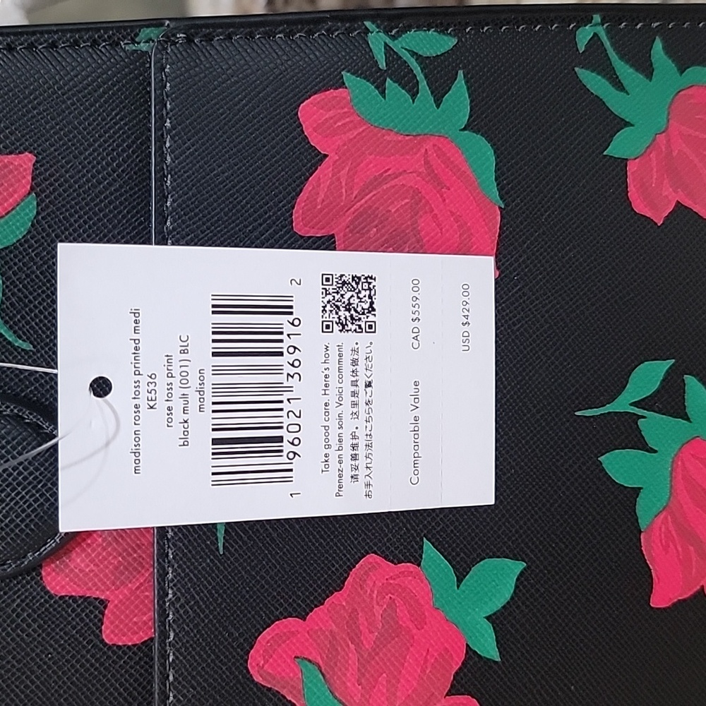 KATE SPADE NEW YORK Madison Rose Toss Printed Medium Satchel W/ Matching Wallet - Picture 5 of 10